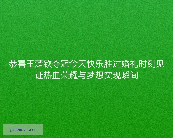 恭喜王楚钦夺冠今天快乐胜过婚礼时刻见证热血荣耀与梦想实现瞬间