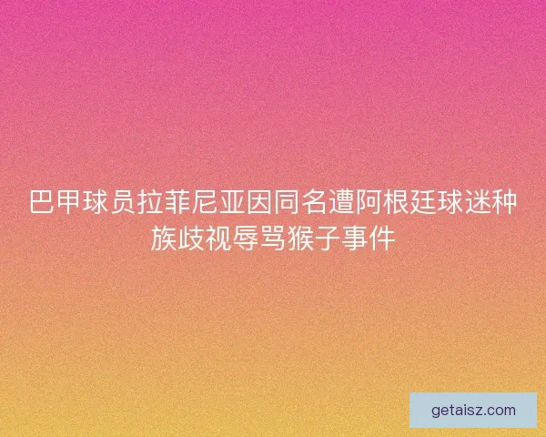 巴甲球员拉菲尼亚因同名遭阿根廷球迷种族歧视辱骂猴子事件 巴甲球员拉菲尼亚因同名遭阿根廷球迷种族歧视辱骂猴子事件